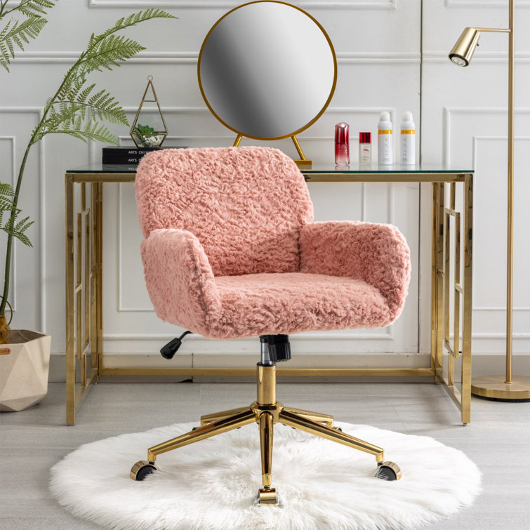 Pink velvet office online chairs